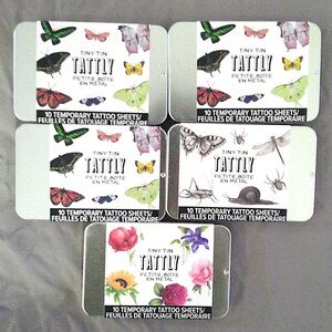5 Tattly Tiny Tins Temporary Tattoo Sets